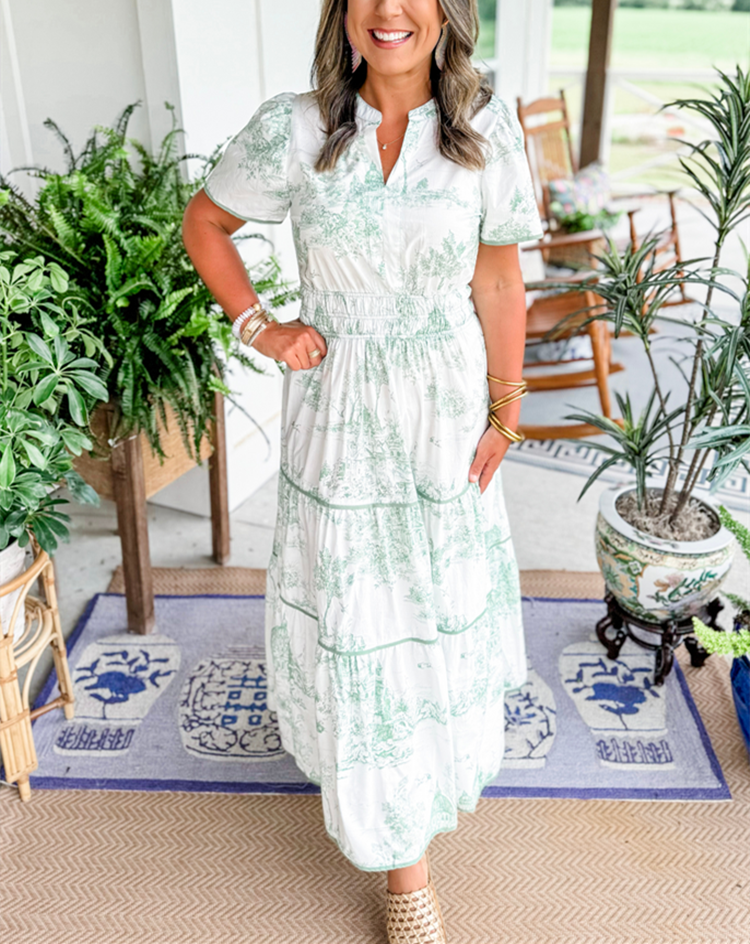 Clara | Ruched Print Tiered Dress