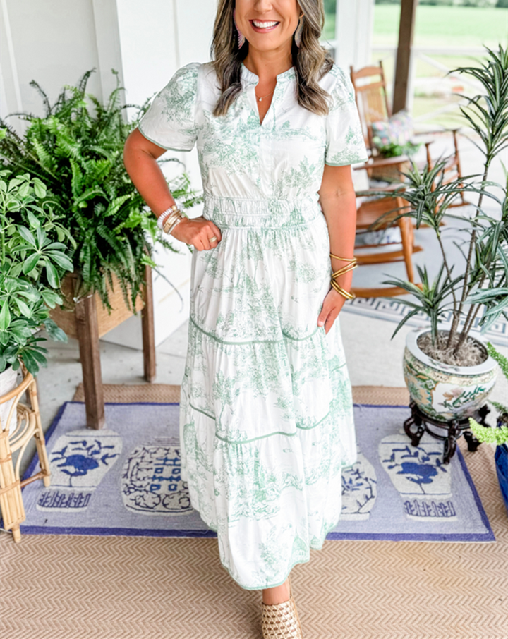Clara | Ruched Print Tiered Dress