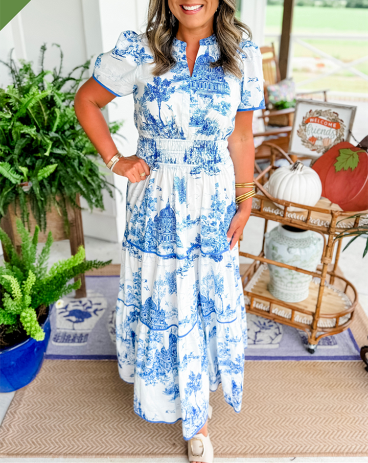 Clara | Ruched Print Tiered Dress