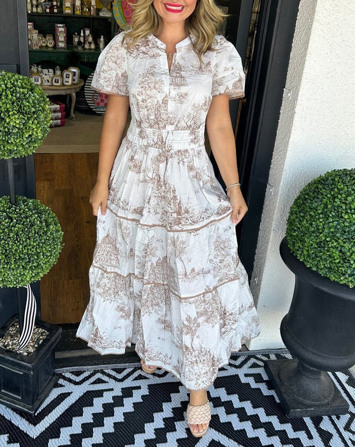 Clara | Ruched Print Tiered Dress