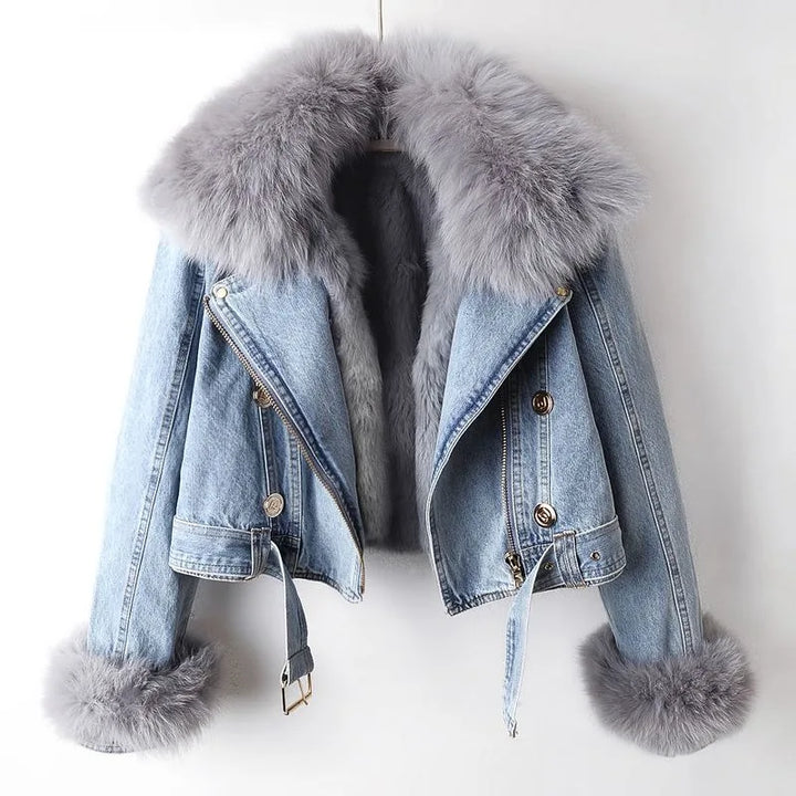Vicki | Luxe Fox Fur Denim Coat