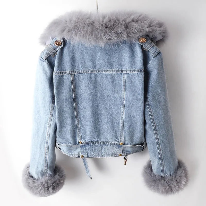 Vicki | Luxe Fox Fur Denim Coat