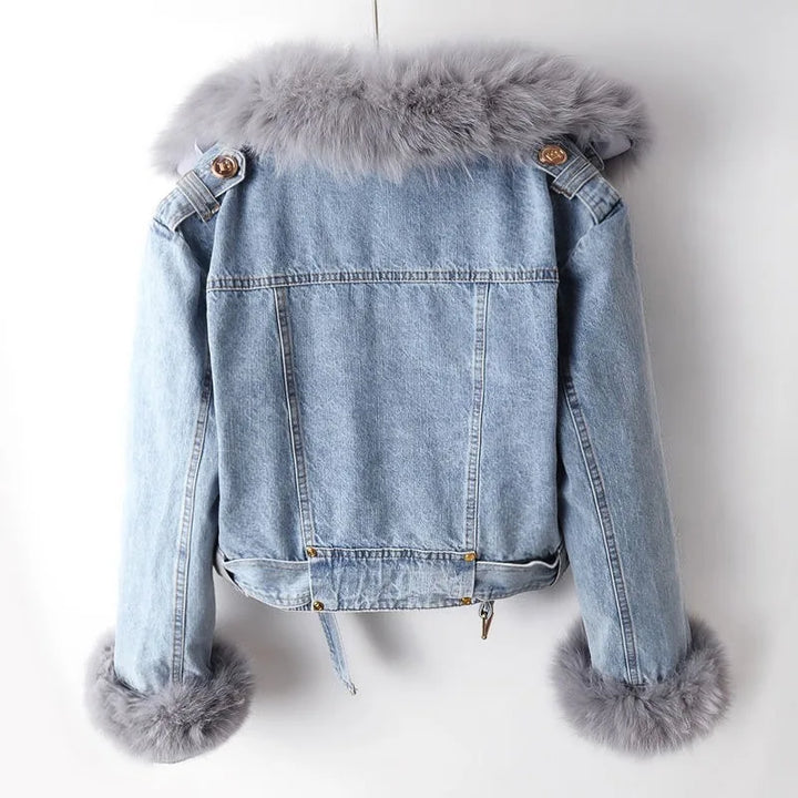 Vicki | Luxe Fox Fur Denim Coat